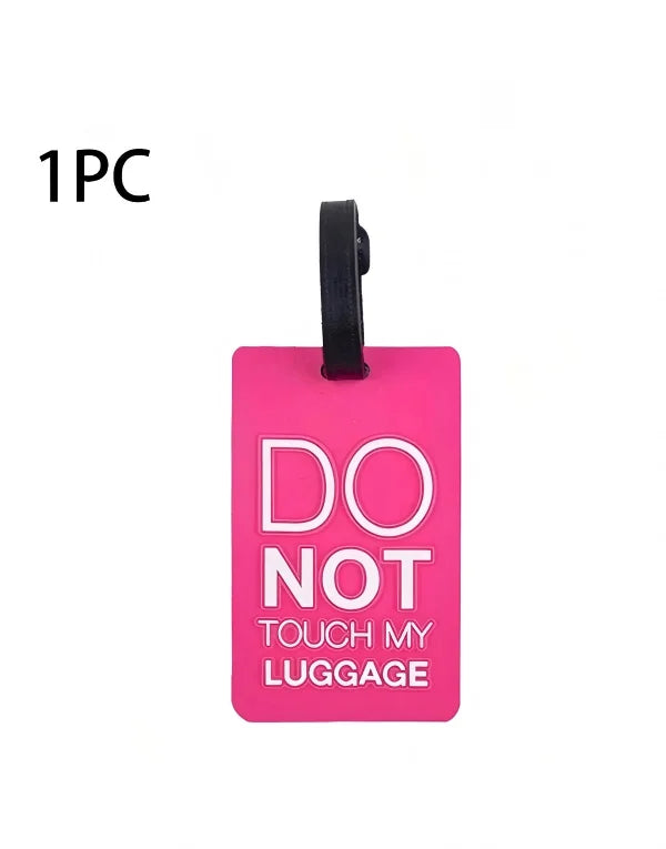 Durable Silicone Travel Luggage Tag, Airplane & Bus Pattern Anti-Lost ID Identifier, with Secure Black Strap, Bright Pink Suitcase Baggage Tag, Universal for Travel Enthusiasts, Business Trips, Airplane Travel & School Bags